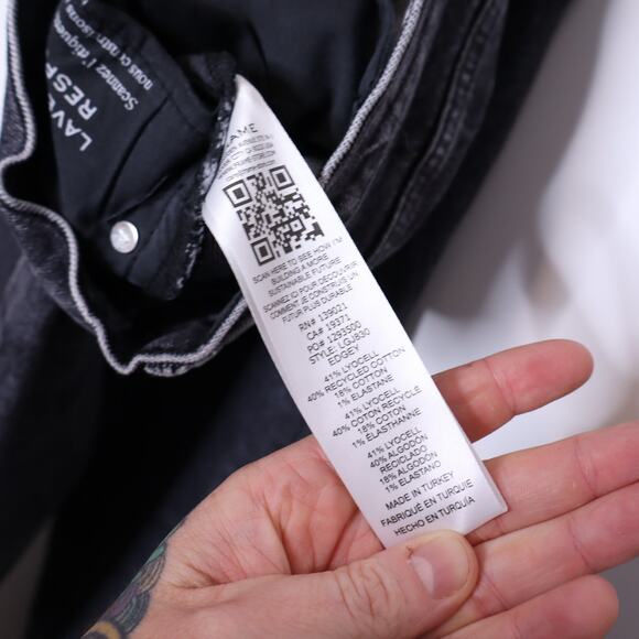 FRAME Le Garçon Straight Ankle Jeans Edgy Black Mid Rise Crinkle Women's 32 - Picture 9 of 10